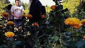 Enjoying the Rose Garden in Portland.