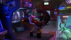 D.Va enjoying the new Mario Kart arcade machine