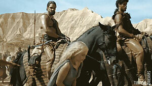 Emilia getting a treatment as Daenerys