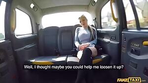 Anal sex with busty blonde in a taxi