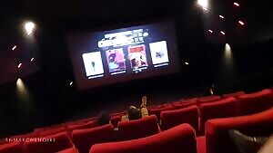 Double flash at the cinema! My gf and me never wear bras...😊