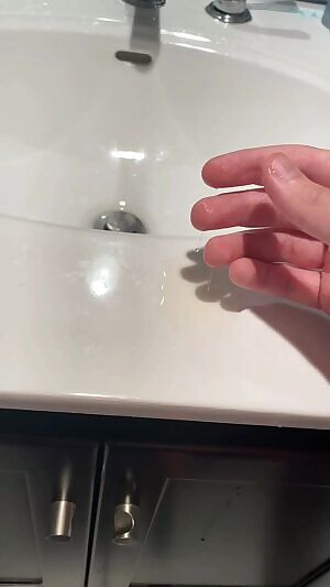 Pumped out an insane puddle of pre and used it to fire off a big load!