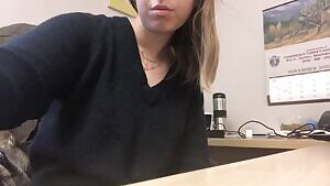 My coworkers went out or lunch and i couldn’t resist getting frisky by the window