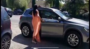 Serbian watermelon lady with two melons