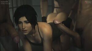 Lara Croft Doggystyle Foursome